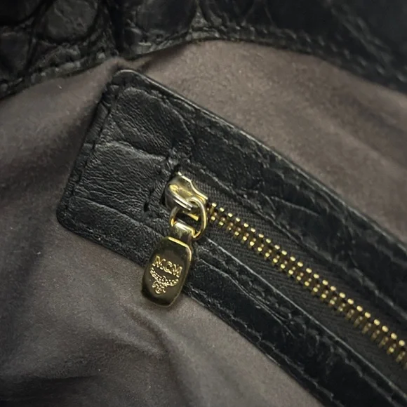 MCM Black Croc-Embossed Tote - Picture 8 of 10